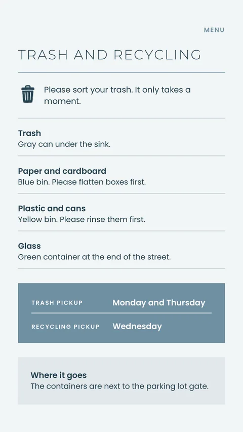 Phone Guest Guide: sample page